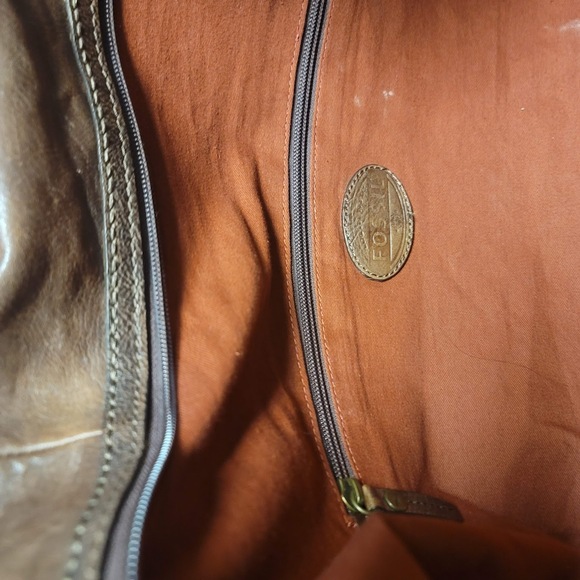 Fossil Duffle Bag LUGGAGE Suitcase Leather Brown Top Handle NO SHOULDER STRAP - Picture 5 of 10